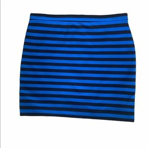 Michael Kors Black & Blue Striped Mini Skirt Sz 4